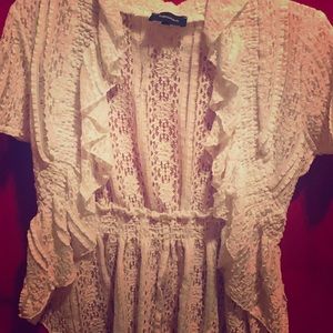 Lace short sleeve cover up